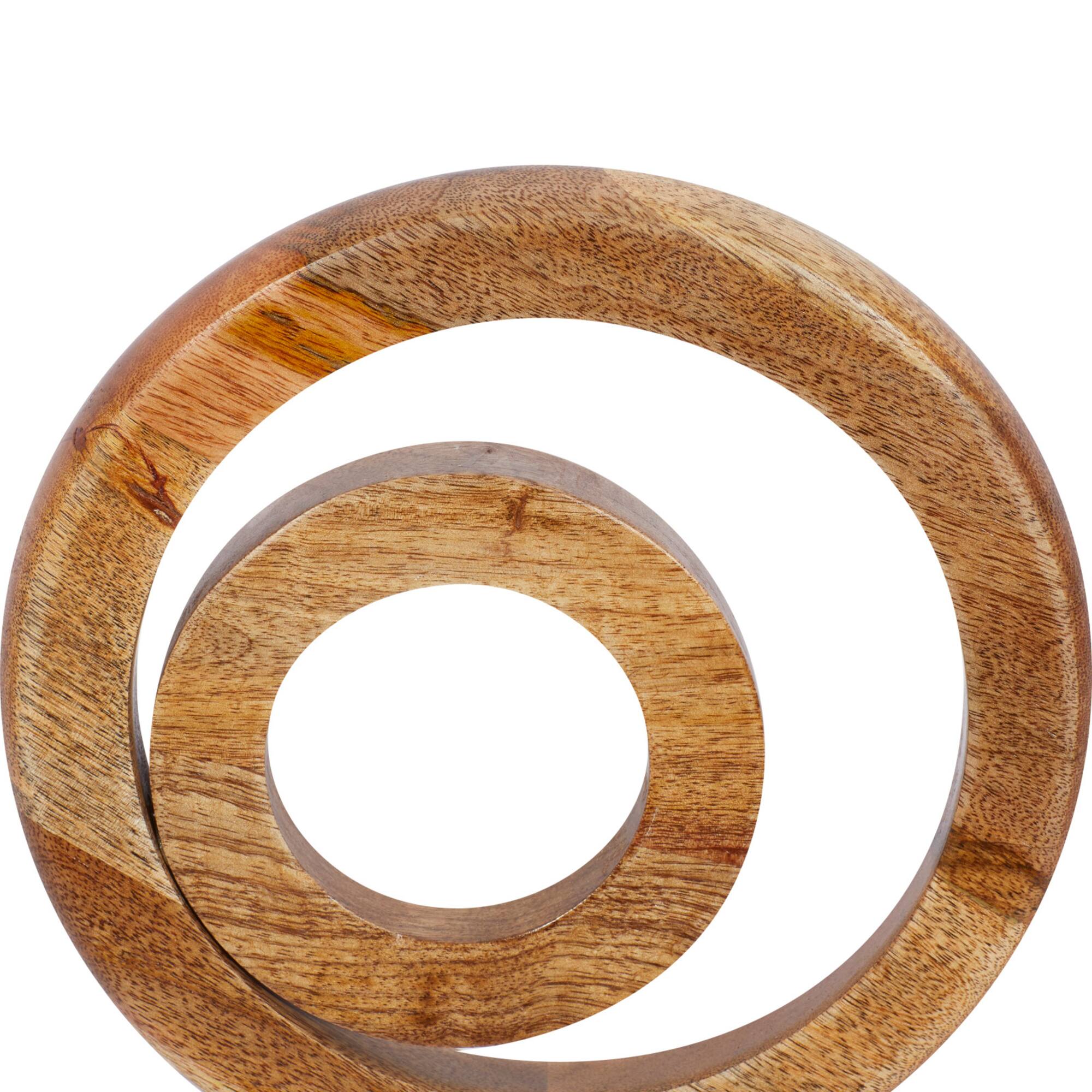 13" Brown Mango Wood Modern Abstract Sculpture